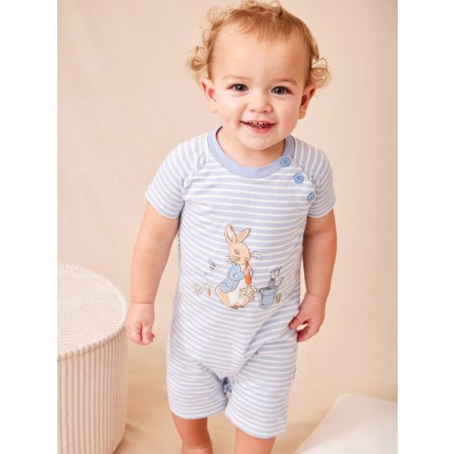 JoJo Maman Bébé Blue Peter Rabbit™ Appliqué Stripe Rompersuit