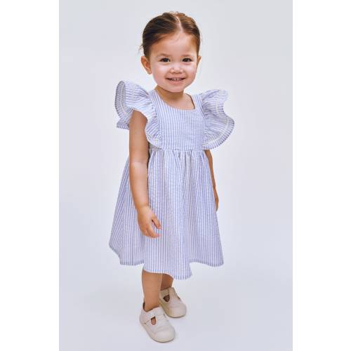 FLOUNCE-TRIMMED COTTON DRESS