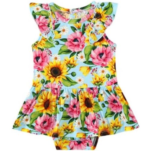 Baby Girl Bodysuit Soft Romper Ruffle Dress, Newborn Sleeveless Clothes Jumpsuit, Viscose Made from Bamboo