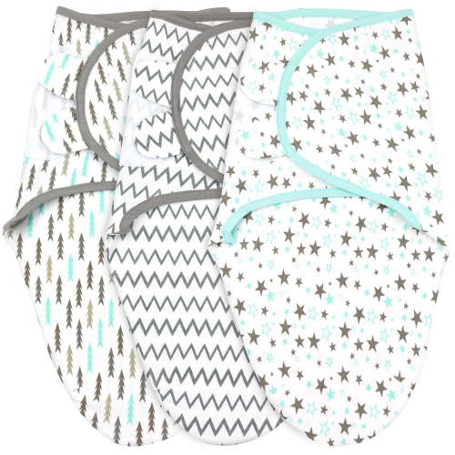 Bublo Baby Swaddle Blanket, 3-Pack, Boy/Girl, Preemie Size Up to 7lbs, Adjustable Sleep Sack, Aqua