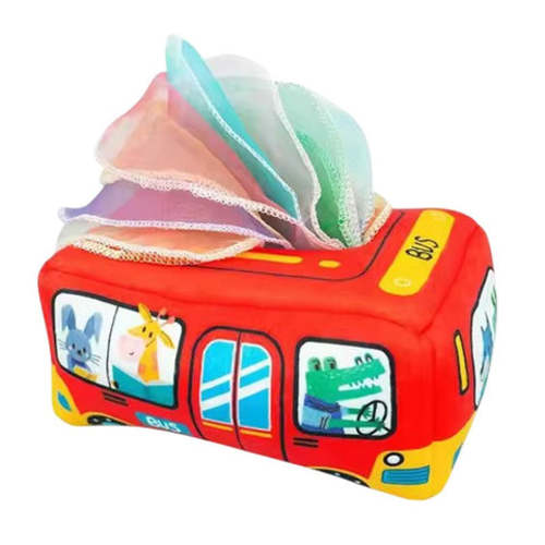Montessori Tissue Box Toy with Silk, Animals, Numbers & Letters
