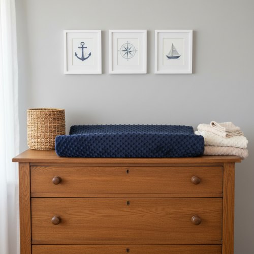 Navy Minky Changing Pad Cover