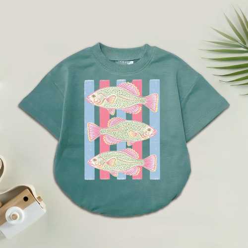 Summer Crappie Romper, Bass Fishing Bubble Romper, Fish Party Theme, Beach Trending Stripes, Fishing Birthday Toddler Shirt