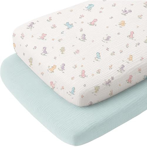 2 Pack Muslin Bassinet Sheets for Boy - 17” x 32”