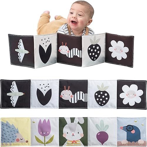 Taf Toys Bunny Black and White Soft Sensory Books Pram Book, High Contrast Baby Toys 0-3-6 Months, Essentials Tummy Time, Pram, Stroller, Car Seat Toy, Infant Toys, Newborn Essentials Must Haves