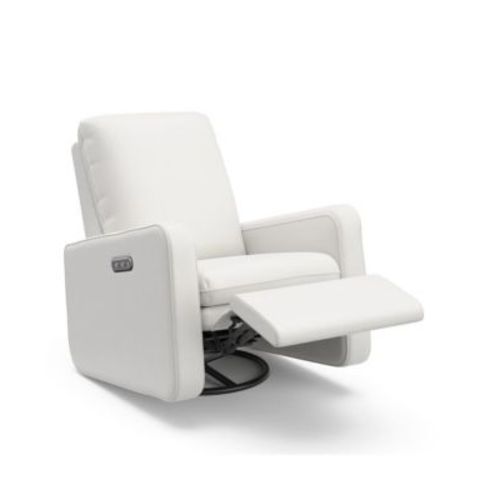 Teddi Power Recliner Swivel Glider with USB - Ivory Basketweave
