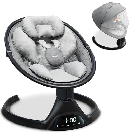 Baby Swing Newborn to 12 Months - Lulabelle Infant Swing with Adjustable Height, 5 Sway Speeds with Remote Control, Lullaby Songs, Stationary Seat Baby Swings for Infants Girls & Boys.