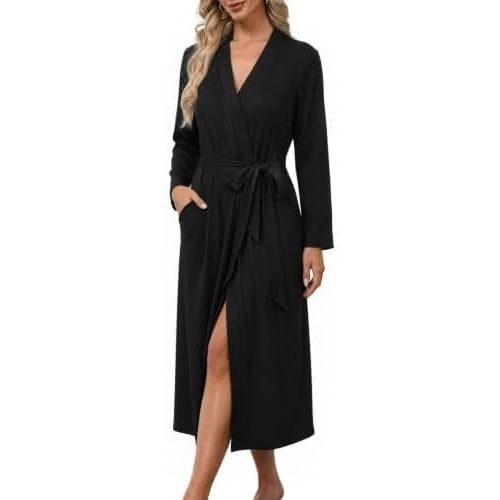 Ekouaer Robes for Women Lightweight Long Bathrobe Soft Knit Bath Robe S-2XL
