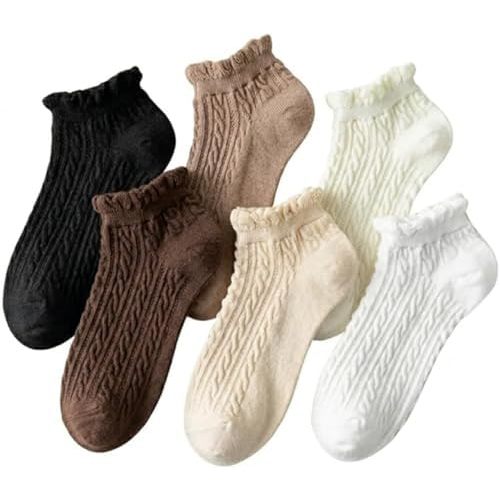 6 Pairs Ruffle Ankle Socks Women, Frilly Cute Socks for Mary Jane (5-9)