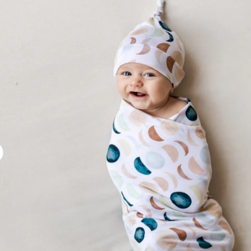 Luna Neutral Swaddle & Hat Set - Little Sleepies
