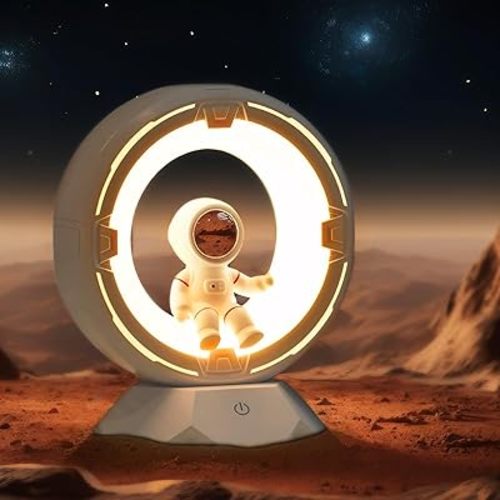 Night Light Kids, Astronaut Space Night Light Lamp with 9-Level Cold Warm Light Rechargeable Dimmable Tap Touch Nightlight for Kids Children Toddler Bedroom Bedside Livingroom Desktop