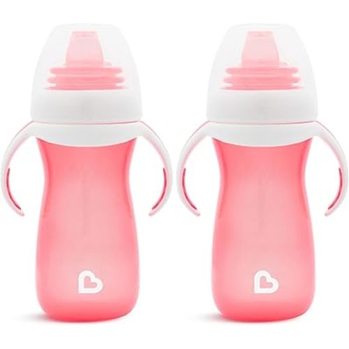 Munchkin® Gentle™ Transition Sippy Cup with Trainer Handles, 10 Ounce, Pink (Pack of 2)
