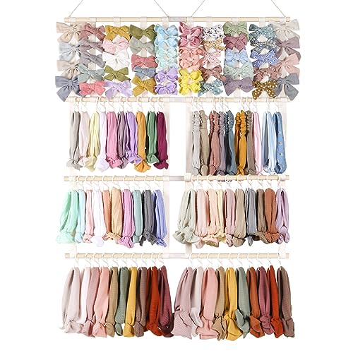 POVETIRE Headband Holder Hair Bows Organizer for Girls,Baby Headbands Hair Accessories Organizer Storage Wall Hanging Decor for Nursery Girls Room