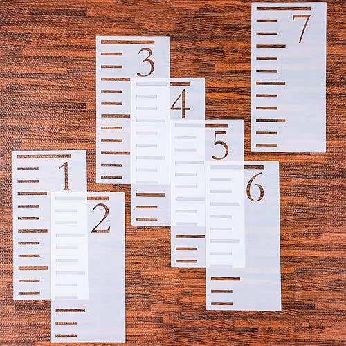 7 Feet Growth Chart Stencil, Kids Height Growth Chart Reusable Ruler Template Painting on Wood, Measuring Kids Height Wall Decor, Rustic Decor for Farmhouse, 7 Pieces