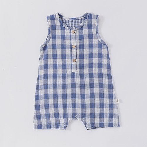 Baby Plaid Casual Sleeveless Romper