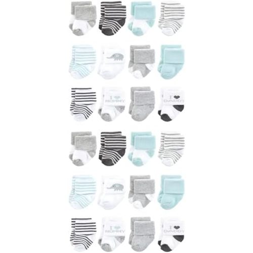 Hudson Baby Unisex Baby Cotton Rich Baby Terry Socks 24-Pack