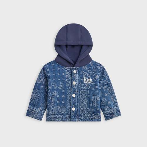 Kith Baby Paisley Hooded Ginza Shirt - Medium Indigo 9-12 months