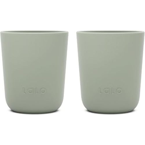 Lalo 2 Pack Silicone Cups with Rigid Core - Non-toxic Grade Silicone Cups for Kids and Toddlers Ages 12 Months+, BPA-Free, Dishwasher Safe