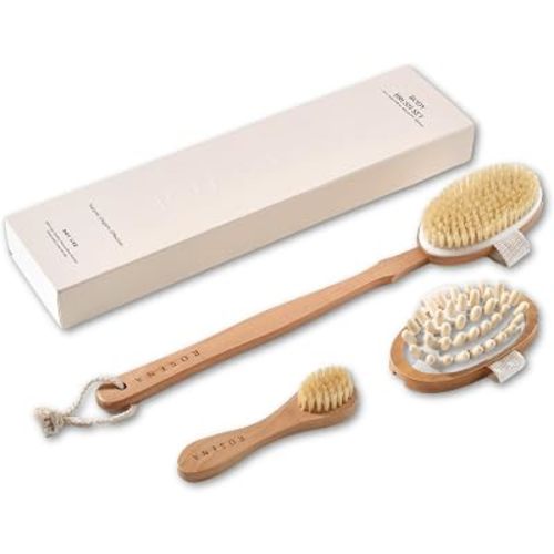 Dry Brushing Body Brush Set, Lymphatic Drainage, Natural Bristles
