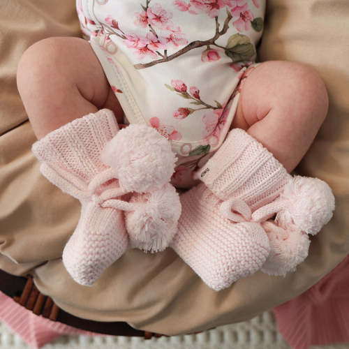 Blush Pink Organic Cotton Knit Booties