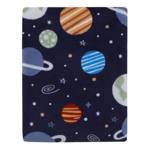 Everything Kids Solar System Navy, Orange, and Gray Super Soft Toddler Blanket