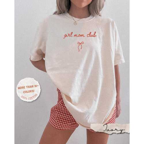 Girl Mom Club Comfort Colors® Shirt, Coquette Bow Mama Shirt, Mom Of Girls Shirt, Mothers Day Gift For Mom Trendy Girl Mama Tee New Mom Gift