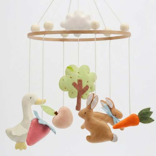 Farm Friends Baby Mobile | Handmade Felt Bunny & Duck Crib Mobile — Rustic Nursery Decor