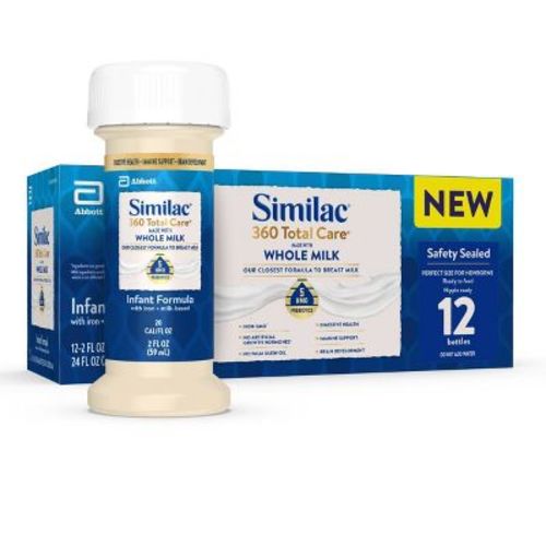 Similac 360 Total Care Whole Milk Ready to Feed Infant Formula Bottles - 2 fl oz/12ct