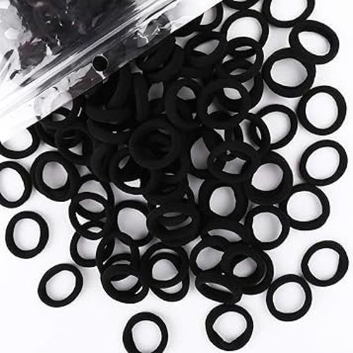 200PCS Black Baby Hair Bands – Mini Seamless Toddler Hair Ties – Soft Toddler Hair Ponytail Holders for Kids Girls, 1 Inch in Diameter, Black, by BAOLI