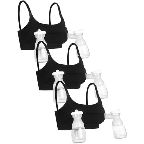 GXXGE 3Pack Hands Free Pumping Bra, Adjustable Pumping & Nursing Bra with EasyClip for All Breast Pumps Cotton Sleep Bra