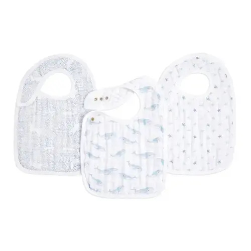 organic cotton snap bibs 3 pack oceanic | aden + anais