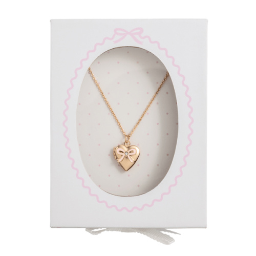 Locket Bow Necklace | 14" Gold Chain for Little Ones
