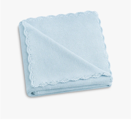 Cotton Knit Baby Blanket - Blue