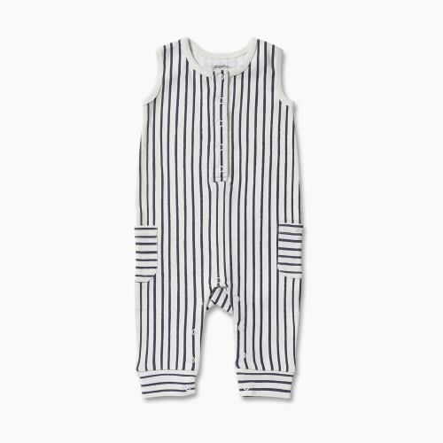 Petit Pehr Organic Cotton Sleeveless Romper - Ink Stripes Away, 0-3 Months