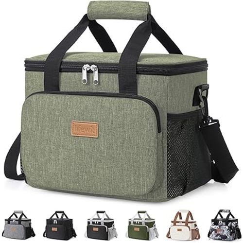 Lifewit Medium Lunch Bag Insulated Lunch Box Soft Cooler Cooling Tote for Adult Men Women, Dark Green 12-Can (9L)