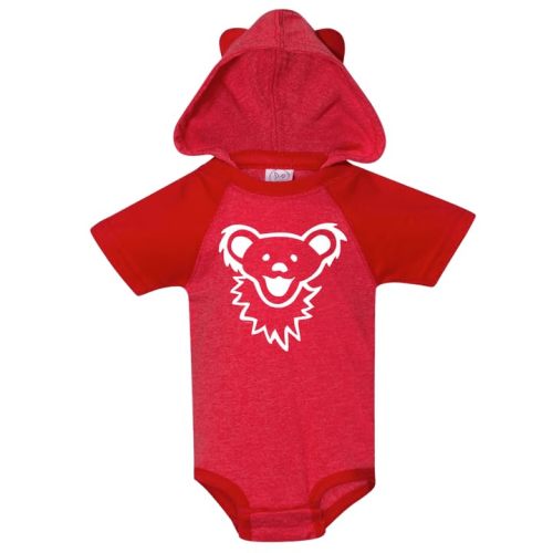 Little Hippie Grateful Dead Dancing Bear Baby Hooded One Piece, Officially Licensed Infant Romper with Bear Ears Hoodie