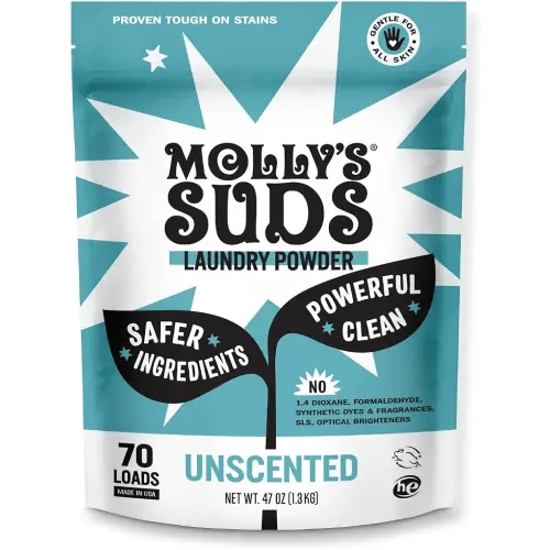 Molly's Suds Original Laundry Detergent Powder | Clean Laundry Detergent Powder for Sensitive Skin | Simple, Effective Ingredients, Stain Fighting | 70 Loads (Unscented)