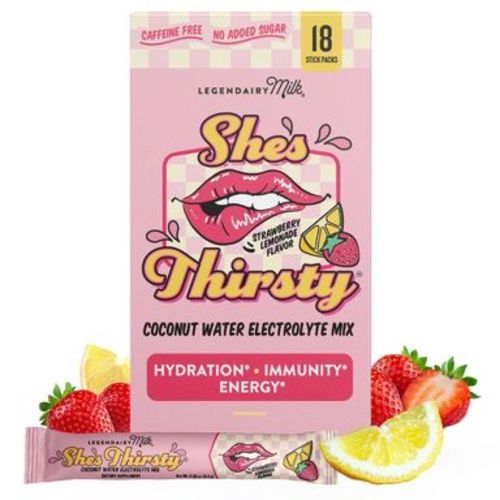 Legendairy Milk Powder She's Thirsty Hydration Supplement - Strawberry/Lemonade - 18ct