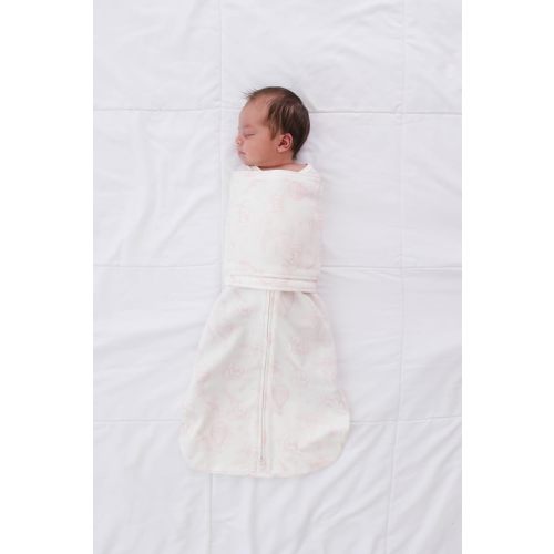 Safe Organic Newborn Baby Sleep Sack & Wrap Blanket | Natural Transitional Accessory for Calming Sleep Support (Oat Safari, Small 7-12 lbs)