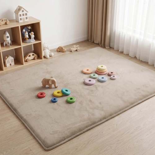 Beige Elasti-Foam™ 1.3" Narrow-Edge Baby Play Mat – Huloosleep®