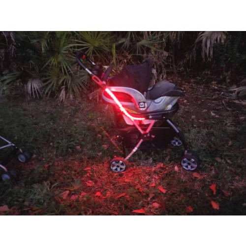 Third Kind® Stroller Lights Make SAFETY FUN! 2 rechargeable, very bright LED light strips for your pram, scooter or anything else.
