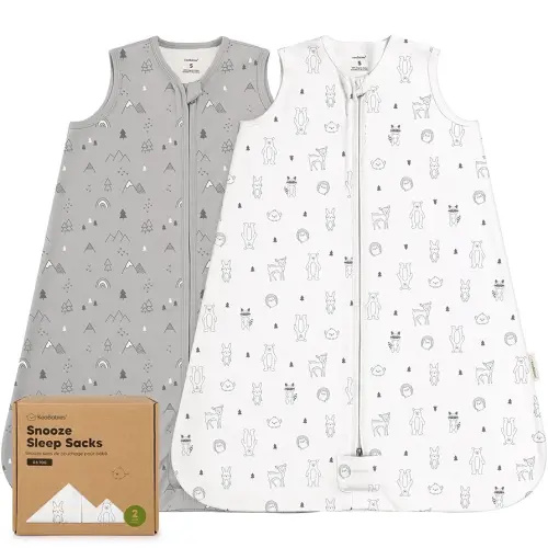 2-Pack Baby Sleep Sacks, Zipper Wearable Blanket - 0.5TOG Organic Cotton, Lightweight, Soft Cozy Infant Sleeping Sack 3-6 months, Easy to Wear Small Newborn Transition Swaddles Sleepsacks (Woodland)