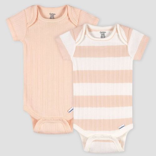 Gerber Baby 2pk Striped Onesie - Pink Newborn