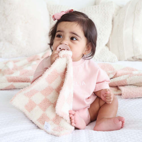 CuddleLane™ Luxe Blankets in Rose Check | Caden Lane