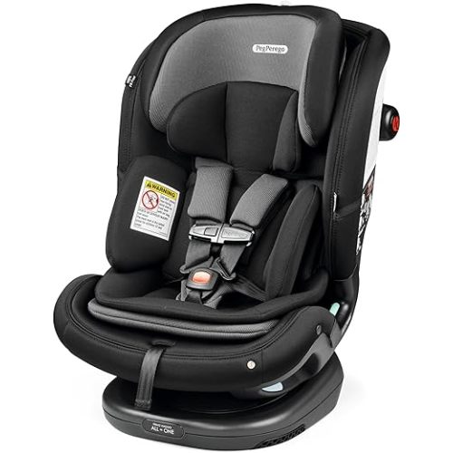 Peg Perego Primo Viaggio All-in-One Convertible Car Seat – Newborn to 10+ Years – 5-120 lbs – Height Adjustable & Slim, 100% FR-Free, Made in Italy, Crystal Black (Black)