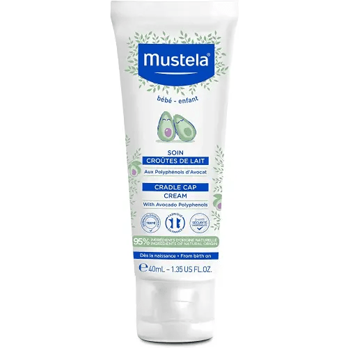 Mustela Cradle Cap Cream for Newborn - Fragrance-Free Baby Moisturizer for Seborrheic Dermatitis - Helps to minimize Scalp Flakes - Clinically & Dermatologist Tested - 1.35 fl. oz.
