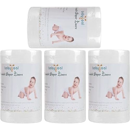 Babygoal Baby Cloth Diaper Liners 4 Pack, Rayon from Bamboo Liners for Cloth Diaper Nappy (400 Sheets) 4BBT01