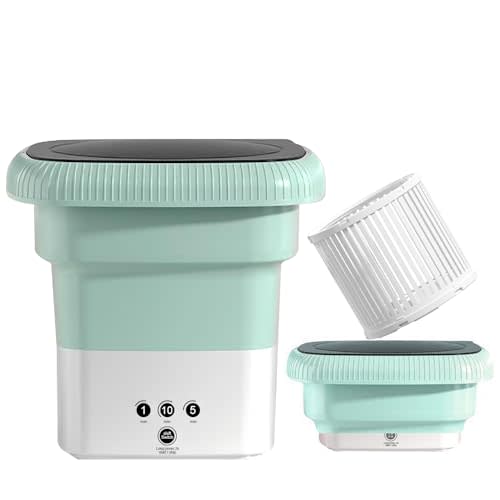 Portable small washing machine,13L Capacity Foldable Mini Washer,Ideal for Baby Clothes, Underwear & Small Items. Perfect for Apartments, Dorms, RVs & Travel (Green)