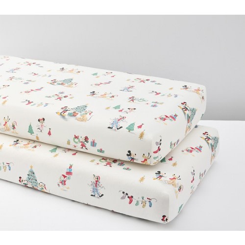 Disney Mickey Mouse Christmas Organic Crib Fitted Sheet