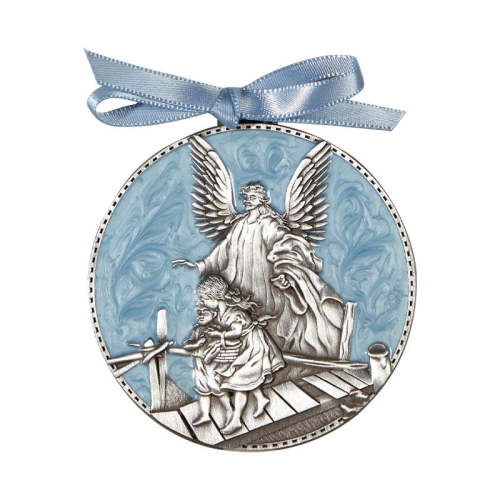 Crib Medal Guardian Angel with Blue Enamel